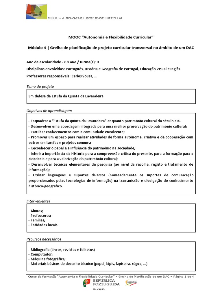 Planificacao ArtesVisuais 1ano, PDF, Desenho
