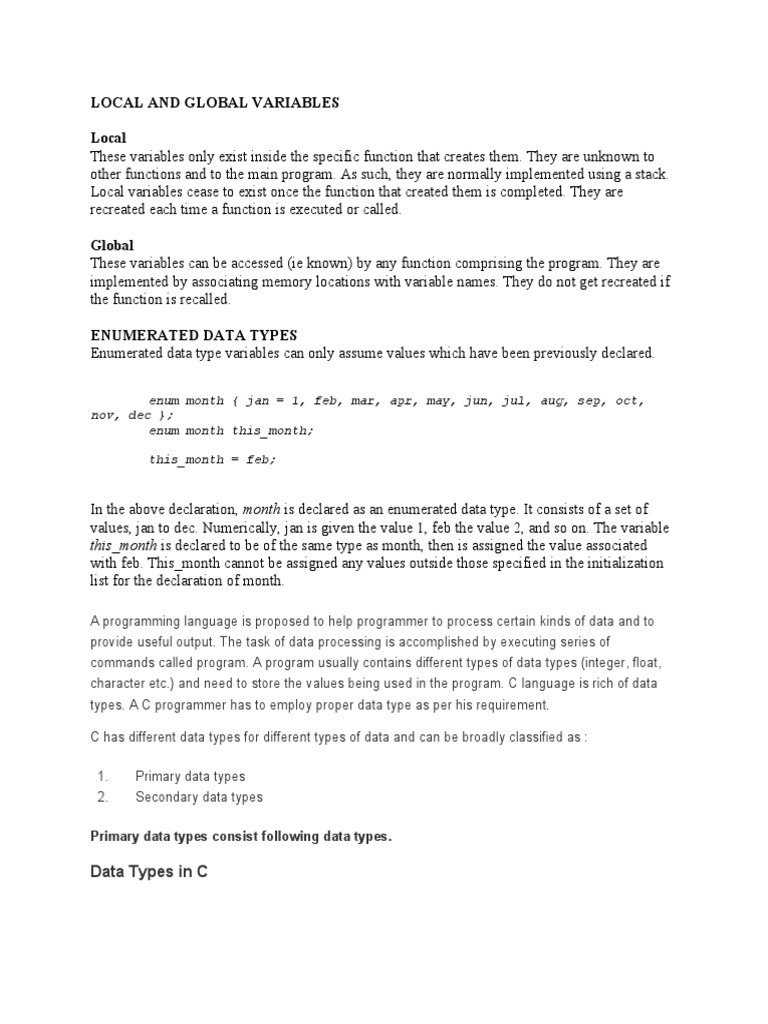 Local and Global Variables Local | PDF | Computer File | Software ...
