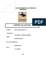 Universidad Continental de Ciencias e Ingeniería: Control de lectura de Construcciones II