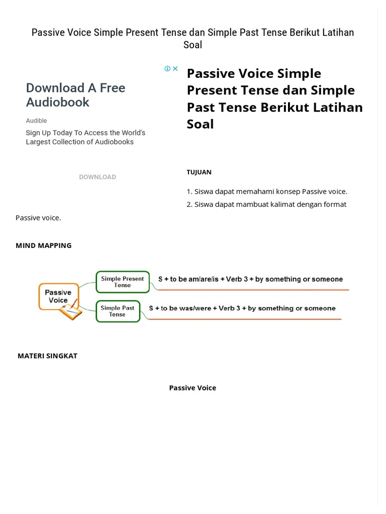 Passive Voice Simple Present Tense Dan Simple Past Tense Berikut Latihan Soal Dimensi Bahasa Inggris Grammatical Tense Linguistic Typology