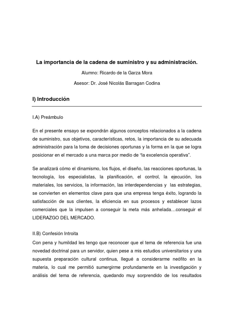 La Importancia de La Cadena de Suministro - Unidad - 1 2 PDF | PDF ...