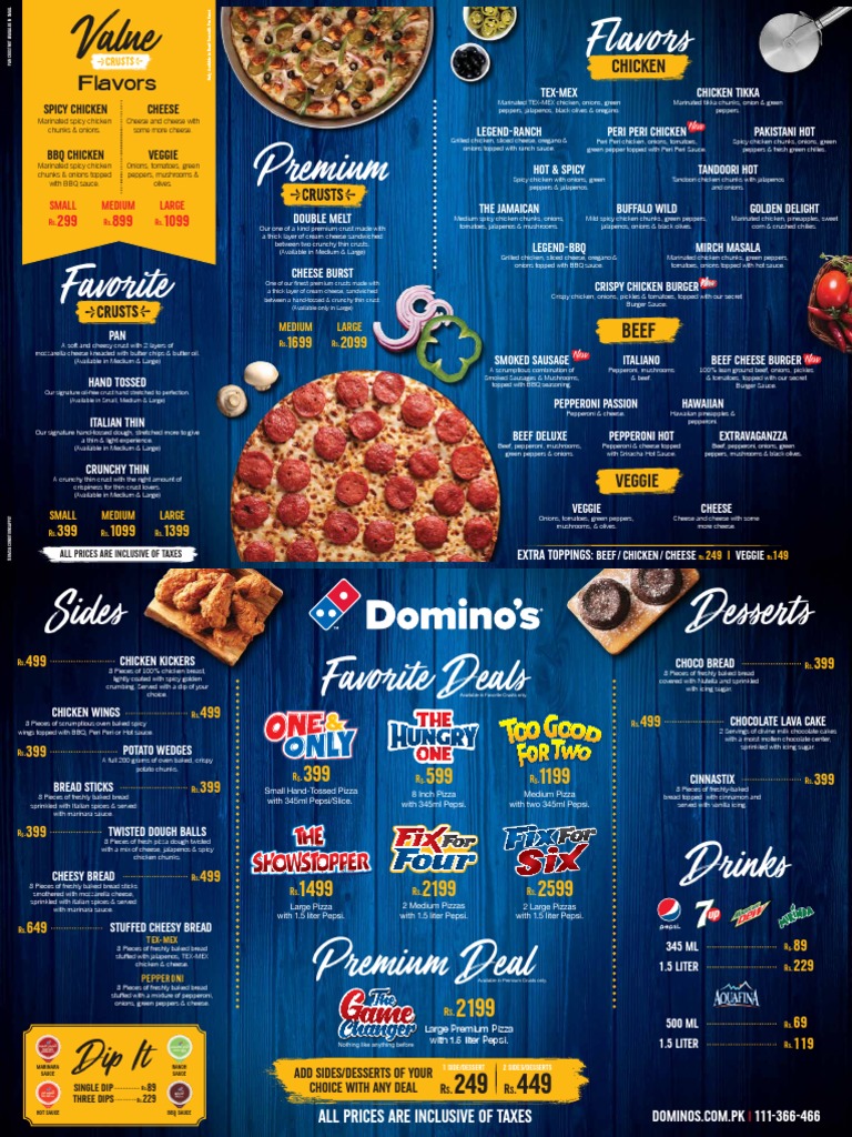 Dominos Menu