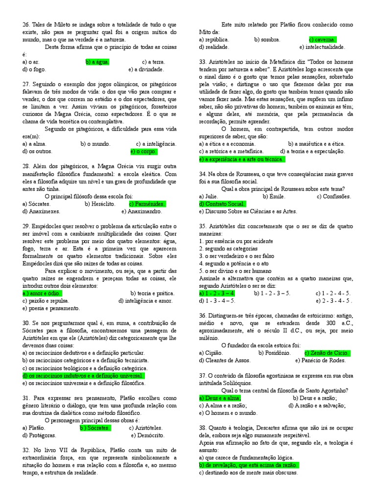 Questoes De Filosofia Gabaritadas Pdf Science Metodo Cientifico