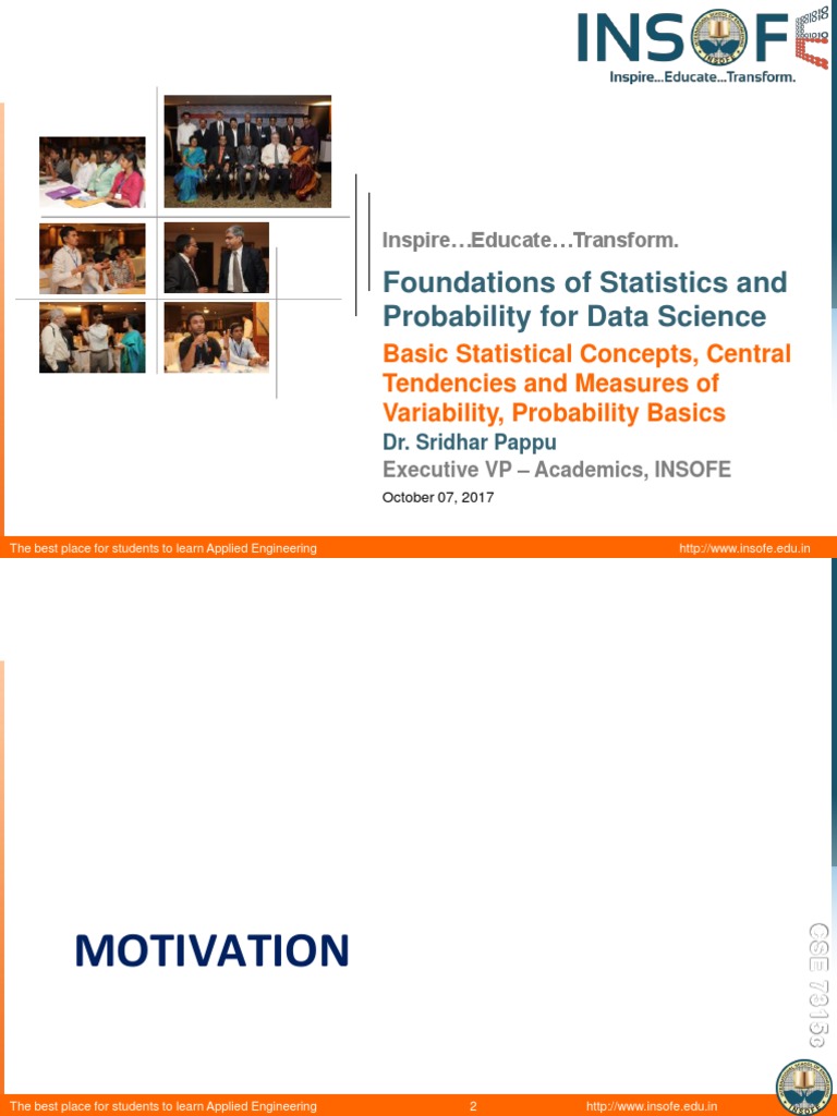 Foundations of Statistics for Data Science | PDF | Probability And ...