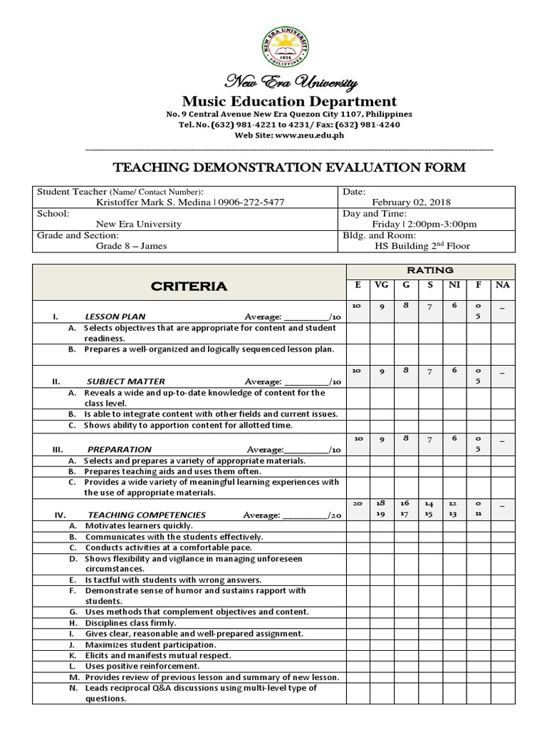 TEACHING DEMONSTRATION EVALUATION FORM PDF FREE DOWNLOAD visual data 6