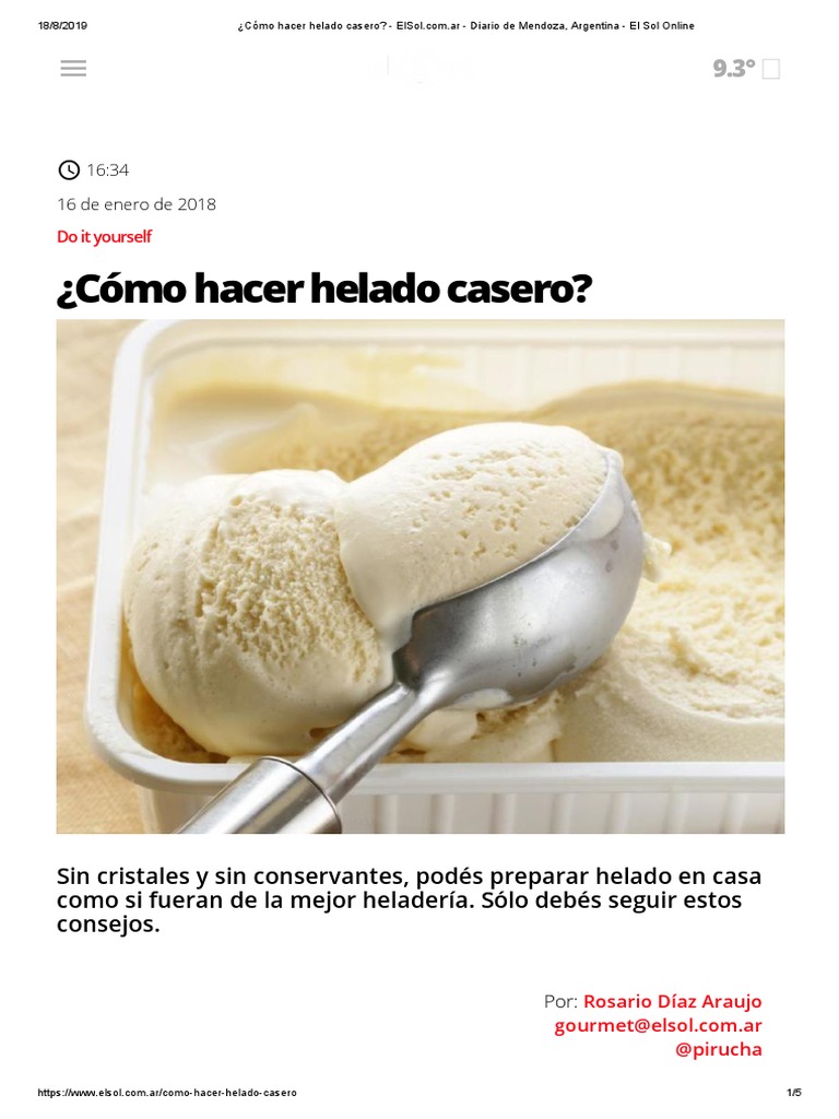 ¿Cómo Hacer Helado Casero - ElSol - Com.ar - Diario de Mendoza