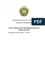 University of San Jose - Recoletos College of Engineering: Lack of Water Supply in Barangay Balagtas, Matag-Ob, Leyte