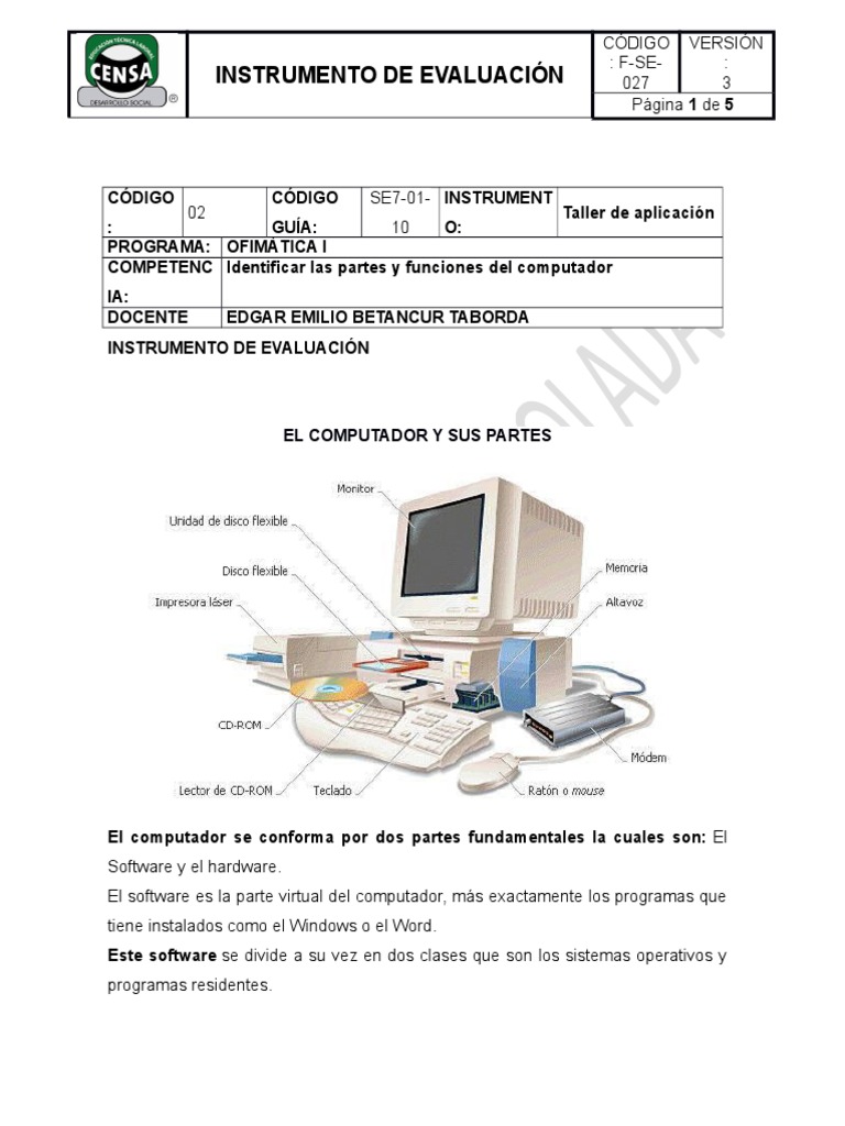 Partes Del Computador | PDF | Periférico | Hardware de la computadora