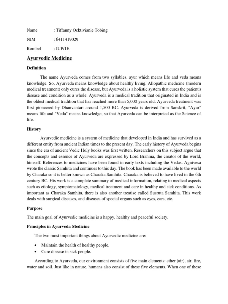 Ayurvedic Medicine PDF Traditional Medicine Ayurveda