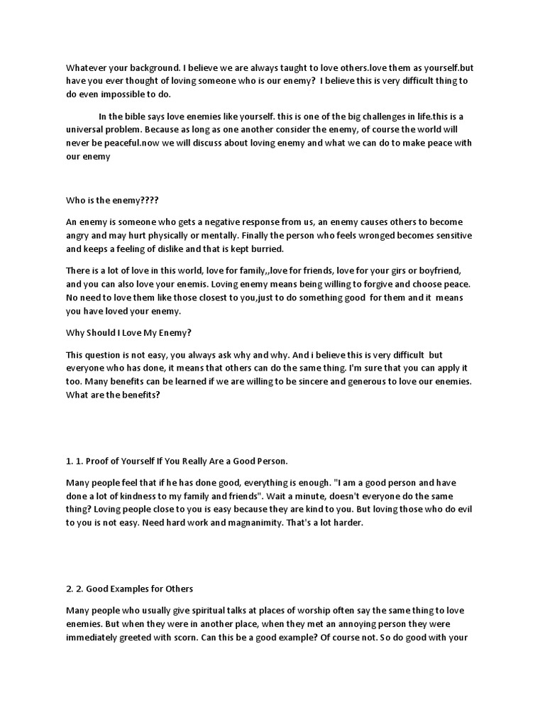 How To Love Your Enemies | PDF | Understanding | Love