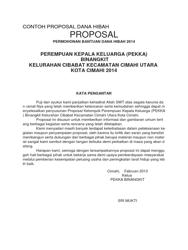 Contoh Proposal Dana Hibah