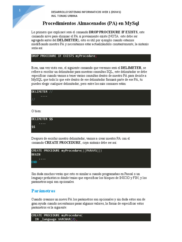 Procedimiento 3 PDF | PDF | SQL | Lenguaje de programación