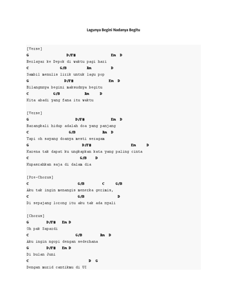 Chord Lagu Pak Sapardi Tebak Gambar