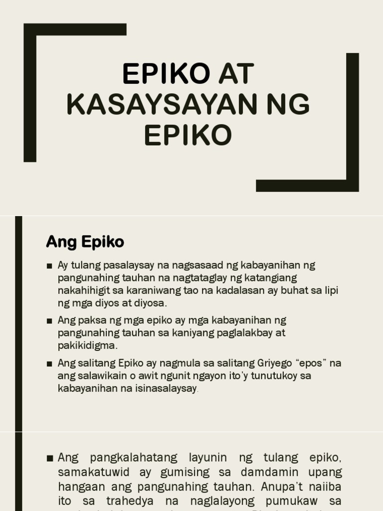 Epiko at Kasaysayan NG Epiko | PDF