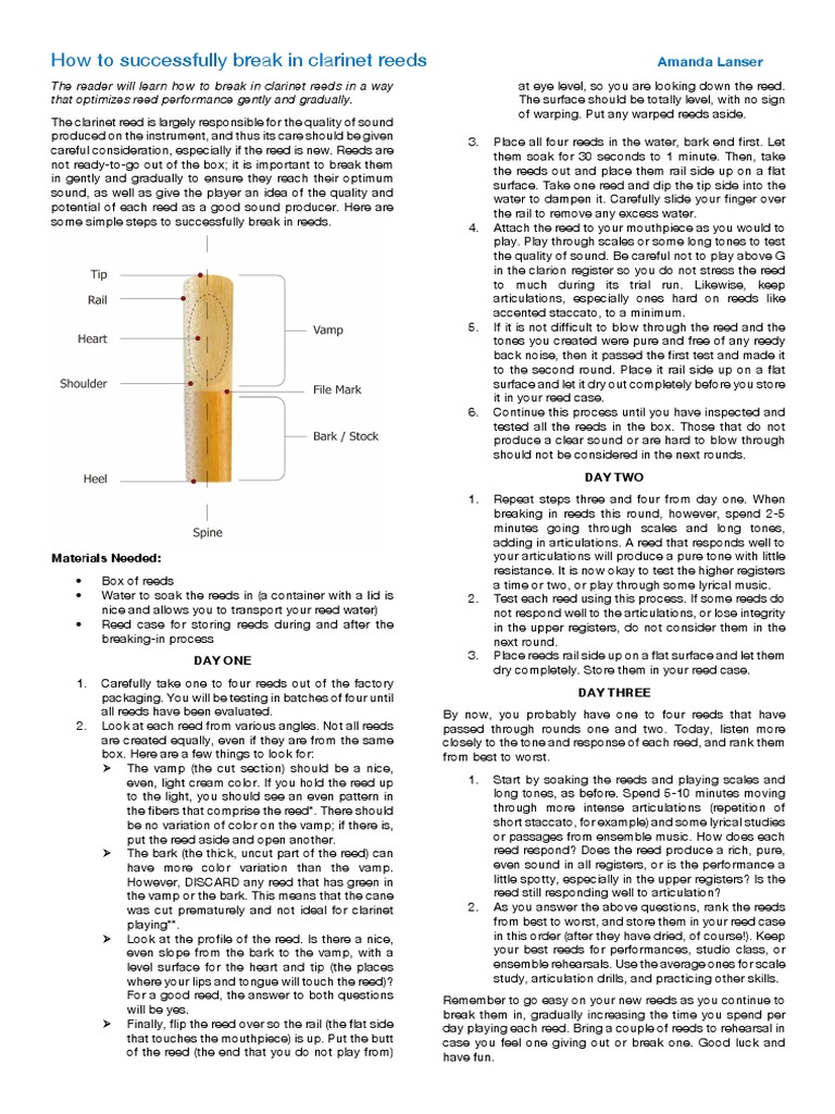 How To Successfully Break in Clarinet Reeds | PDF | Clarinet | Color