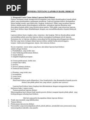 Bahasa Indonesia Tentang Laporan Hasil Diskusi