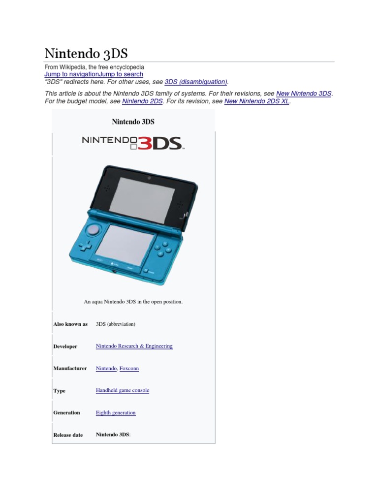 Nintendo 3DS Line Info PDF Nintendo Consoles Nintendo