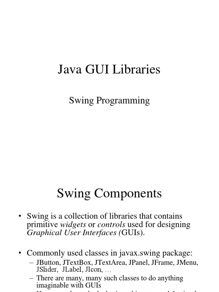 Java GUI Libraries: Swing Programming | PDF | Computer Programming ...
