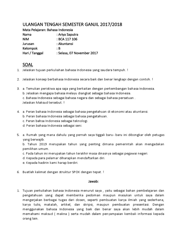 Ariya Saputra Uts Bahasa Indonesia Pdf