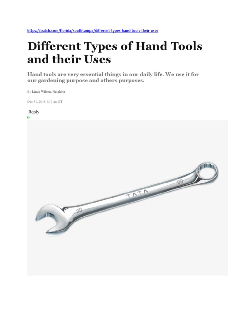 Different Types of Hand Tools and Their Uses PDF Hammer Tools