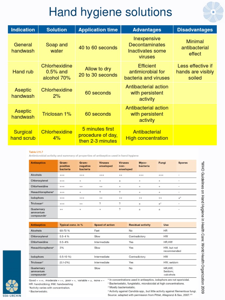 Hand Hygiene Solutions: Indication Solution Application Time Advantages ...