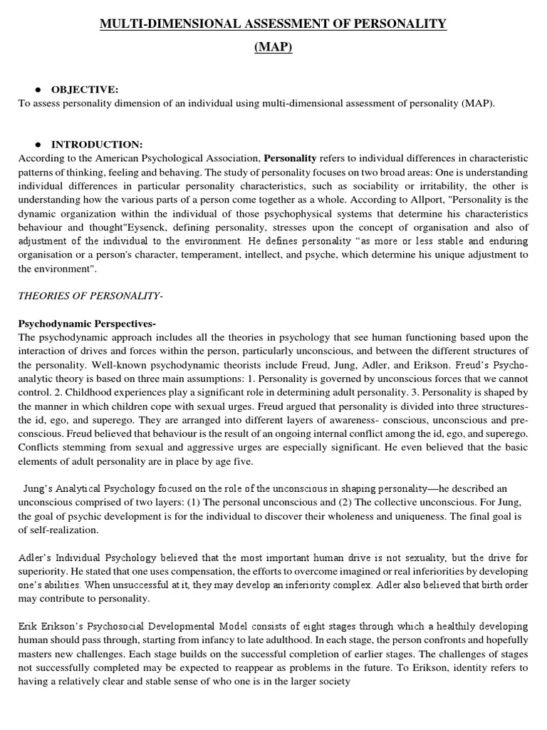 MultiDimensional Assessment of Personality (MAP) PDF Extraversion