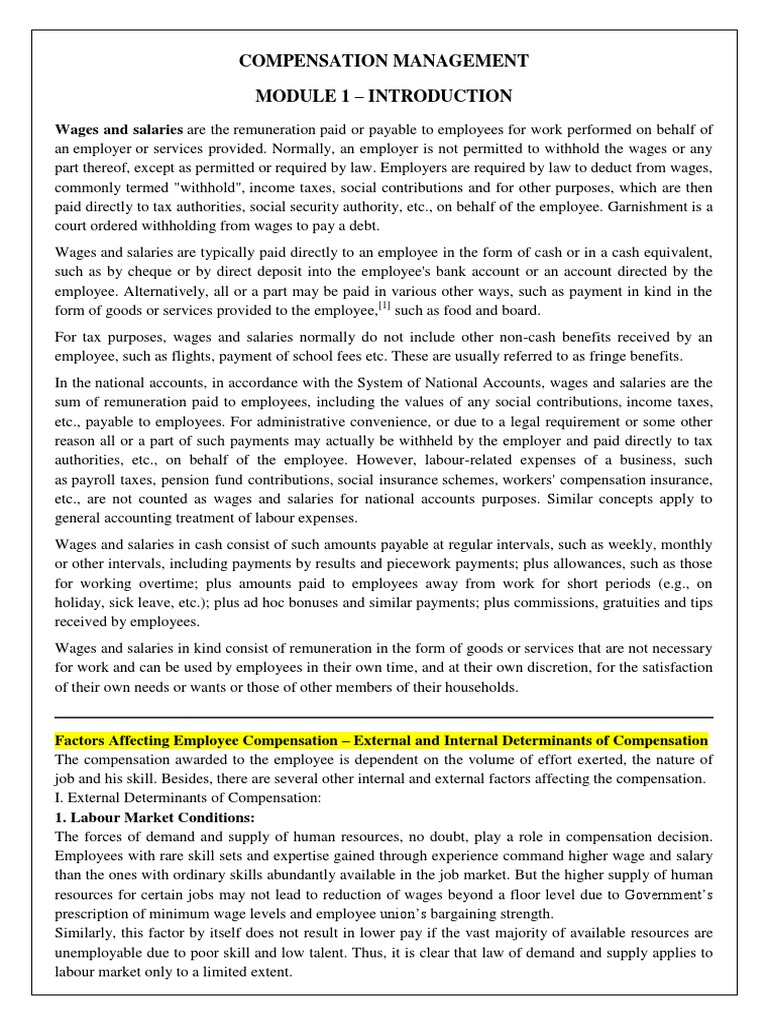 Compensation Management Notes | Download Free PDF | Wages And Salaries ...