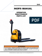 Owner'S Manual: Operation Maintenance Parts List