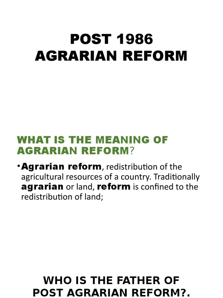 POST 1986 AGRARIAN REFORM.pptx Land Use Land Management