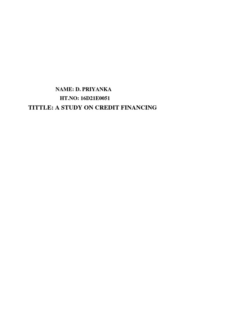 Study on Credit Financing Analysis | PDF | Career & Growth | Business