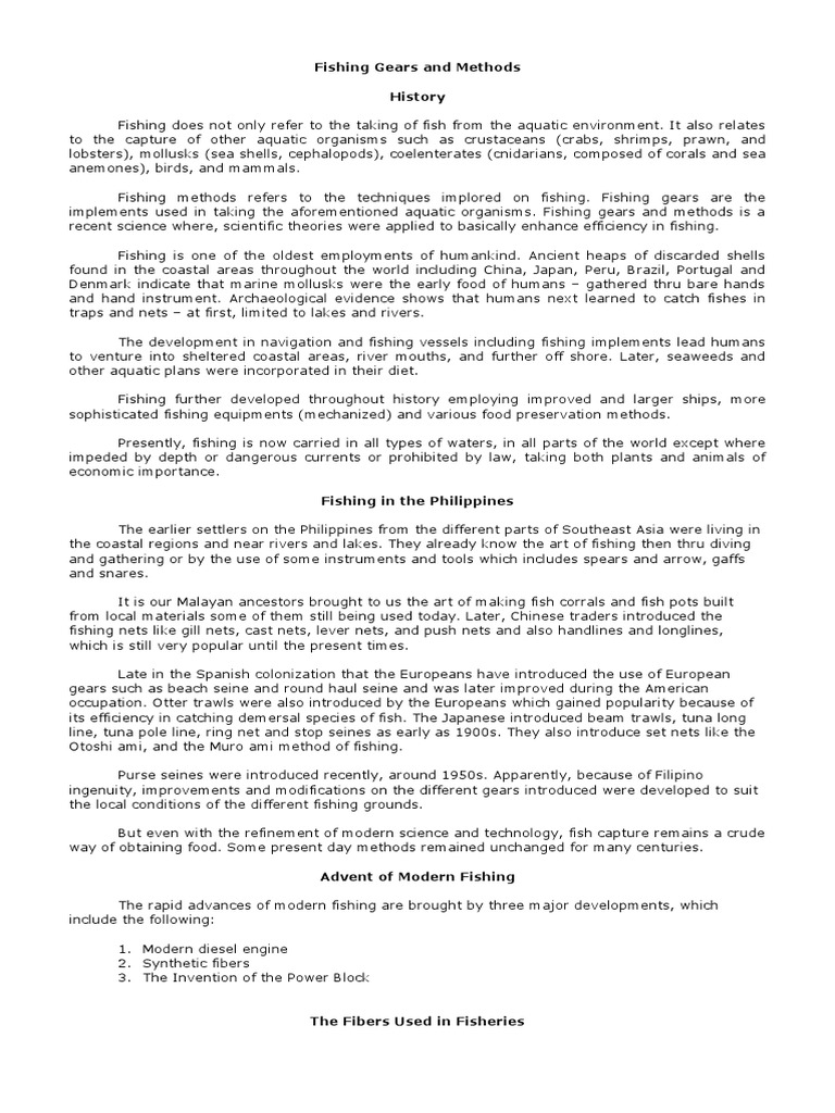 Fishing Gears and Methods PDF Trawling Fibers