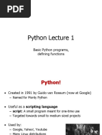 Python Lecture 1: Basic Python Programs, Defining Functions