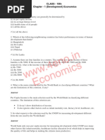 Exercises: CLASS - 10th Chapter - 1 (Development) Economics