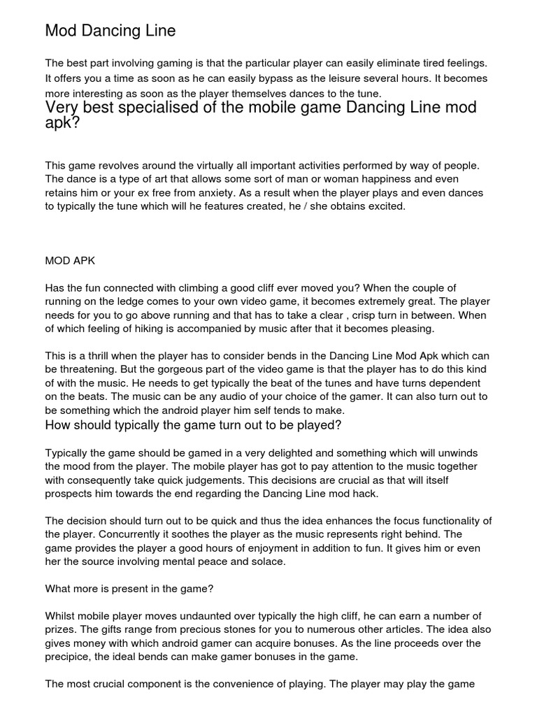Mod Dancing Line | PDF | Video Games | Action (Philosophy)