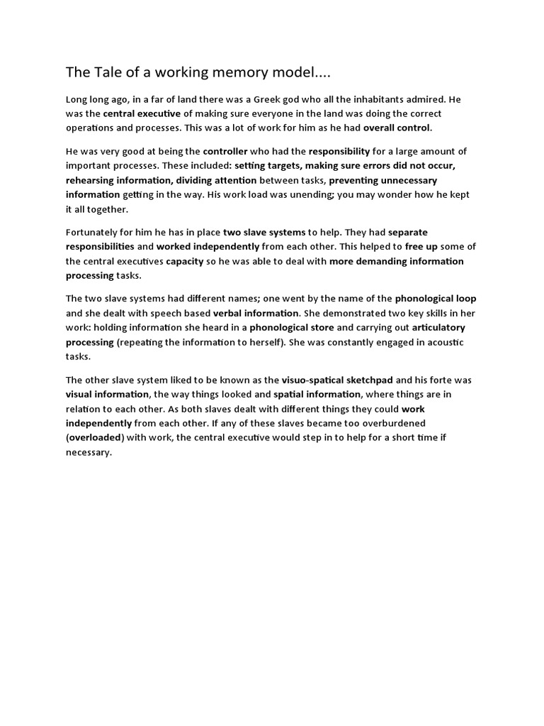 Working Memory Model Explained | PDF
