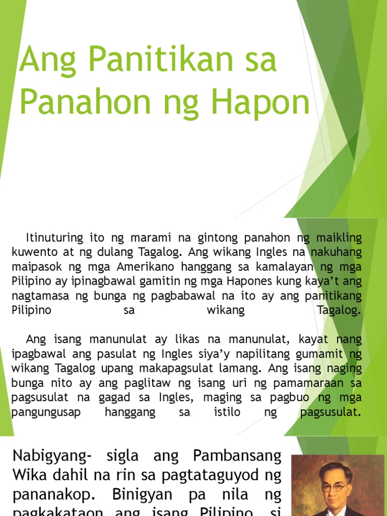 Kalagayan Ng Panitikan Sa Panahon Ng Hapones