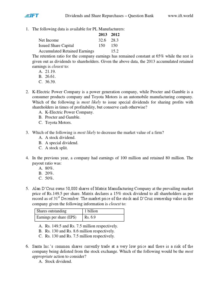 Dividends and Share Repurchases Q&A Guide | PDF | Share Repurchase ...