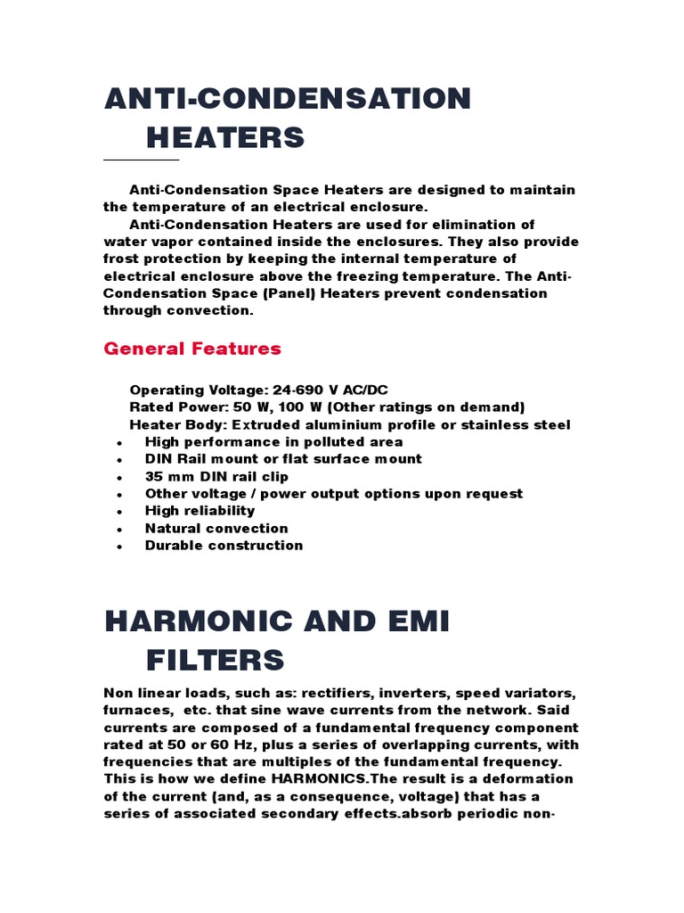 Anti Condensation Heaters PDF Resistor Power Inverter