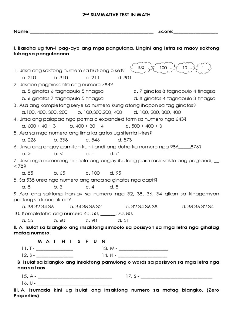 2nd Summative Test q1 | PDF