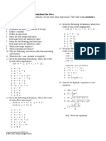 Expression & Assignment Worksheet For Java: A Ac B B X