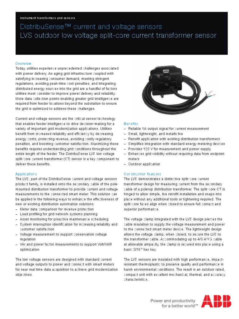 1VAP500004-DB - LVS Low Voltage Sensors - RevJ | PDF | Electrical Grid ...