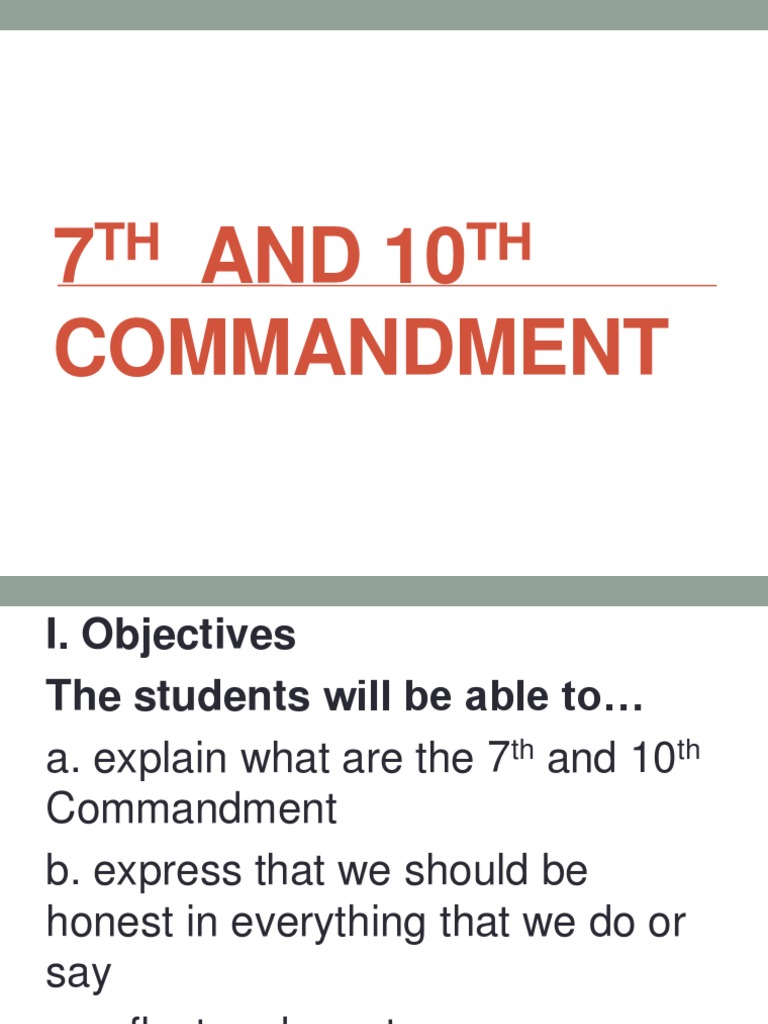 Understanding the 7th and 10th Commandments | PDF