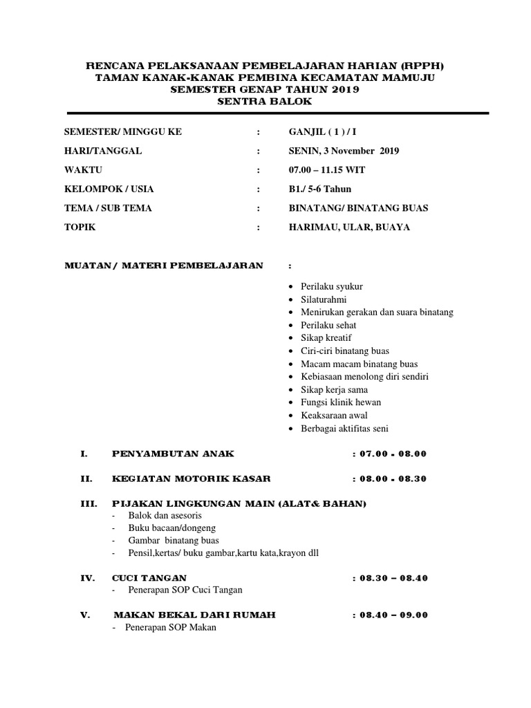 Rpph Tema Binatang Buas IlmuSosial.id