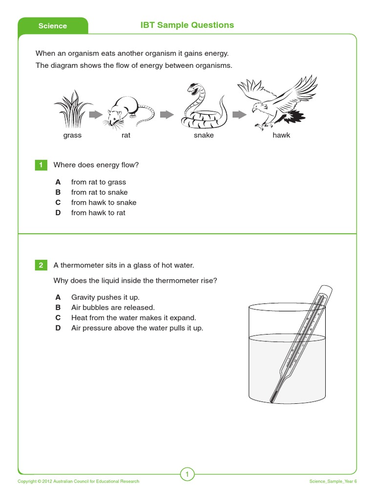 IBT Sample Questions: Science | PDF | Materials Science | Applied And ...