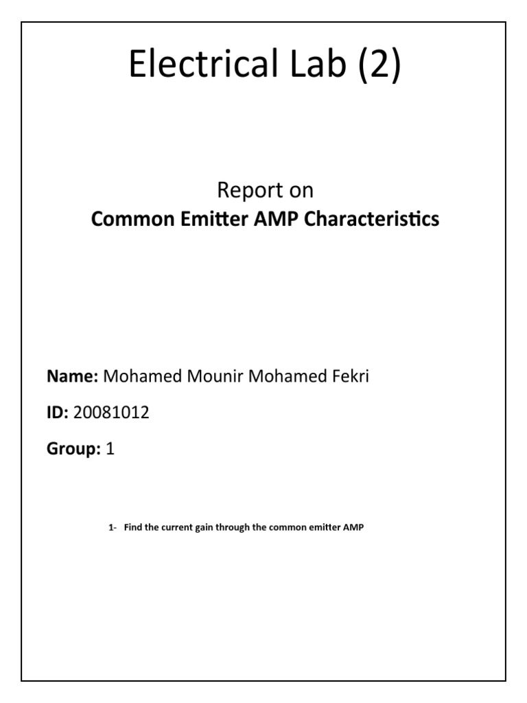Electrical Lab (2) : Report On | PDF | Science & Mathematics