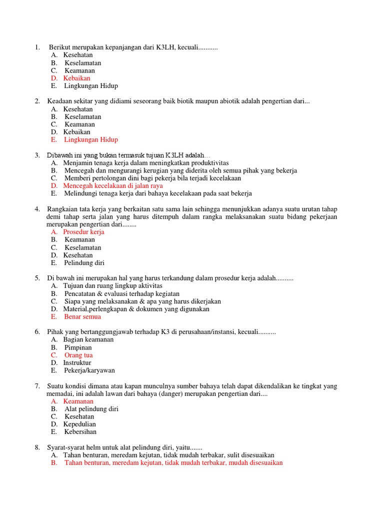 Contoh Soal K3