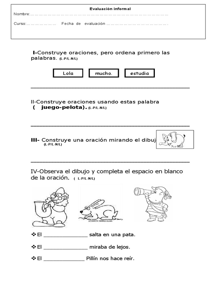 Prueba Informal Lenguaje Segundo Basico 2019 | PDF