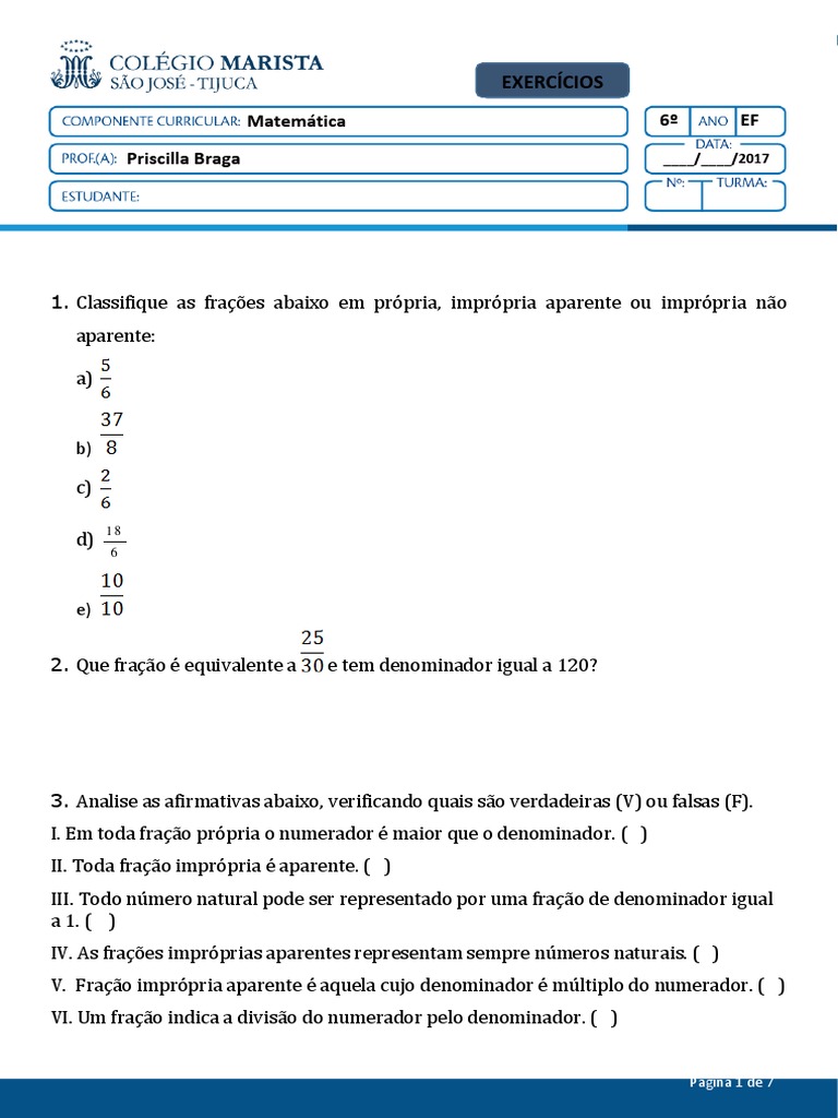 Aula 01 - FRAÇÃO (Simplificar, formas de representação, leitura, própria,  imprópria e equivalente) 