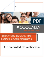 Solucionario examen admisión U. de Antioquia