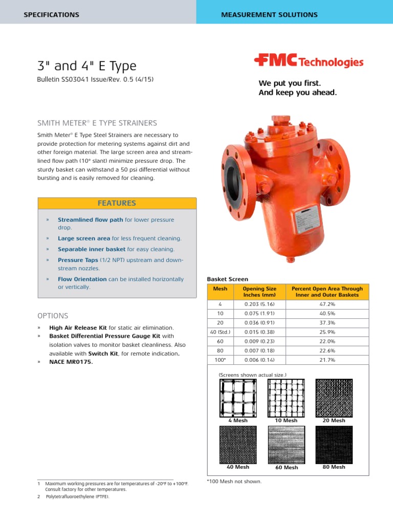 E Type Strainers PDF Pipe (Fluid Conveyance) Mechanical Engineering